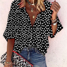 Load image into Gallery viewer, Floral Print Shirts V Neck Long Sleeve Button Tops Casual Loose Plus Size Blouse