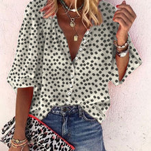 Load image into Gallery viewer, Floral Print Shirts V Neck Long Sleeve Button Tops Casual Loose Plus Size Blouse