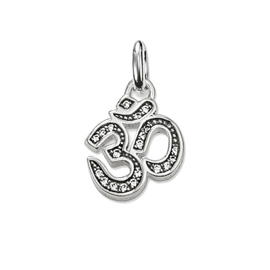 Muffiy Women Thai Silver White Zirconia Letter OM Pendants 2019 Fashion Charms Chain Necklace Accessories Pendant Jewelry Bijoux