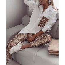 Load image into Gallery viewer, Ladies Casual Streetwear Outfit Two Piece Set Snake Pattern Print Long Sleeve Loose Shirt And Pants