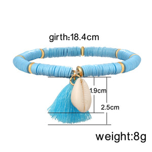 Colorful Tassel Shell Charms Bracelet for Women Rubber