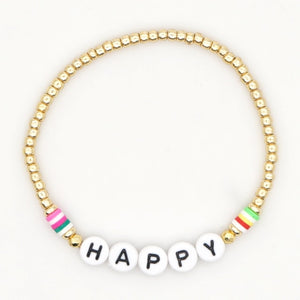 Bracelets LOVE Letter Heishi Vinyl Bracelet For Women Bohemian Femme Jewelry Gold Color Beads High Quality Armband