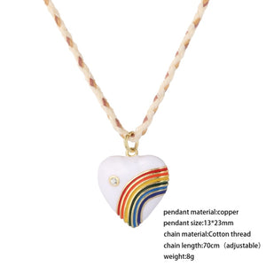 white heart rainbow necklace