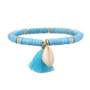 Colorful Tassel Shell Charms Bracelet for Women Rubber