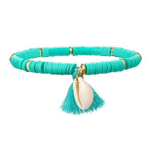 Colorful Tassel Shell Charms Bracelet for Women Rubber