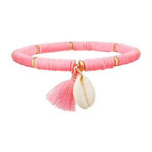 Colorful Tassel Shell Charms Bracelet for Women Rubber