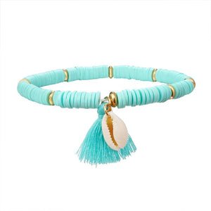 Colorful Tassel Shell Charms Bracelet for Women Rubber