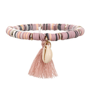 Colorful Tassel Shell Charms Bracelet for Women Rubber