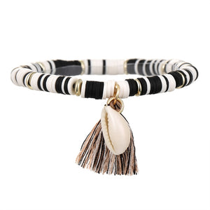 Colorful Tassel Shell Charms Bracelet for Women Rubber