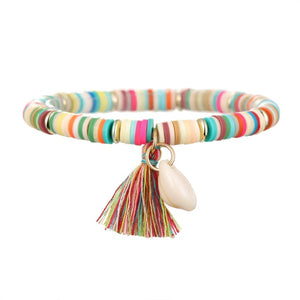 Colorful Tassel Shell Charms Bracelet for Women Rubber