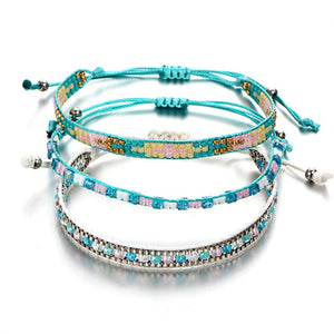 Bohemian Crystal Beads Friendship Braided Rope Bracelets