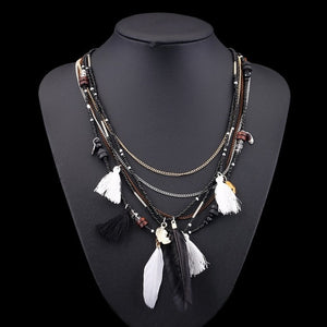 Find Me 2019 Fashion Boho Multilayer Woven Long tassel Statement Necklace Pendants Ethnic collar Choker Necklace Women Jewelry - BohoPlace 