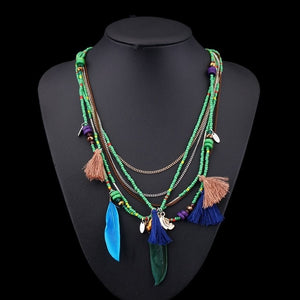 Find Me 2019 Fashion Boho Multilayer Woven Long tassel Statement Necklace Pendants Ethnic collar Choker Necklace Women Jewelry - BohoPlace 