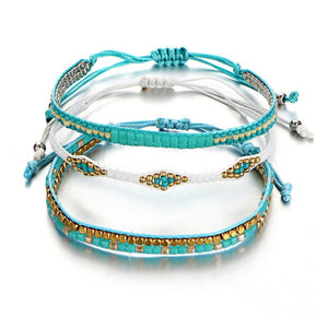 Bohemian Crystal Beads Friendship Braided Rope Bracelets